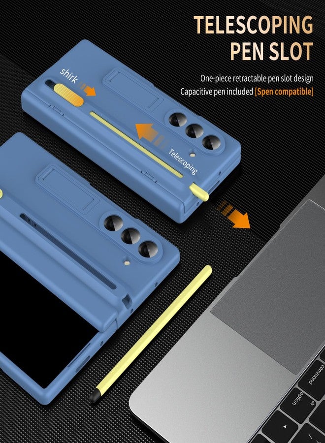 NINKI for Samsung Galaxy Z Fold 7 Case with S Pen Holder and Hidden Kickstand,Built-in Stylus Drop-Proof Hinge Screen Protector Phone Cover for Samsung Z Fold7 Case with S Pen Slot & Stand - Sky Blue - Image 2
