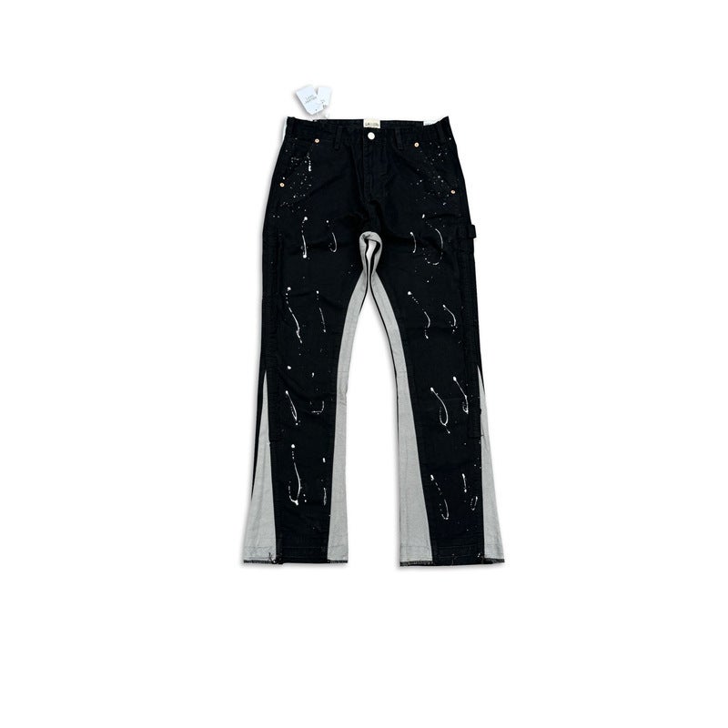 G D Hand-Painted Splash-Ink Splicing Drawstring High Street Casual Sports Sweatpants Micro-Flared Pants Men'S Denim Pants Women - Image 1