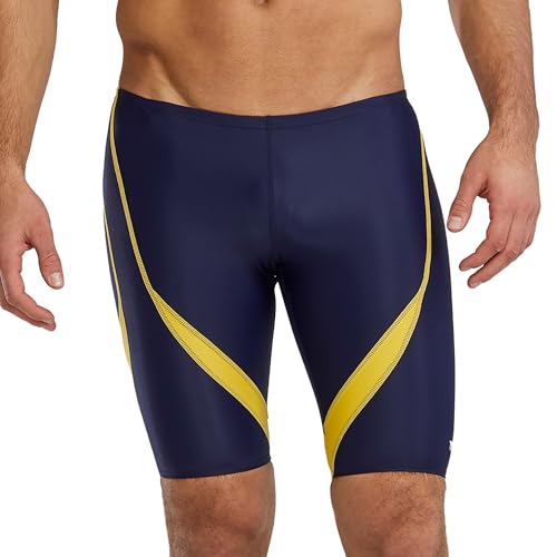TYR Men's Standard Alliance Splice Jammer Swimsuit, Navy/Gold, 26 - Image 1