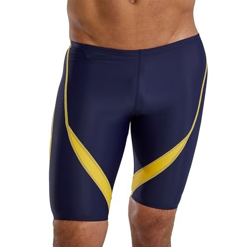 TYR Men's Standard Alliance Splice Jammer Swimsuit, Navy/Gold, 26 - Image 2