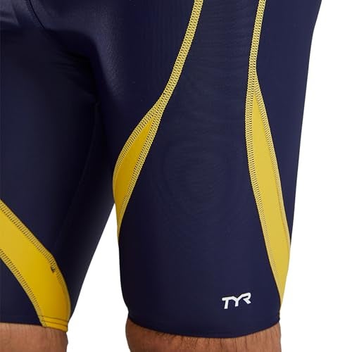 TYR Men's Standard Alliance Splice Jammer Swimsuit, Navy/Gold, 26 - Image 3
