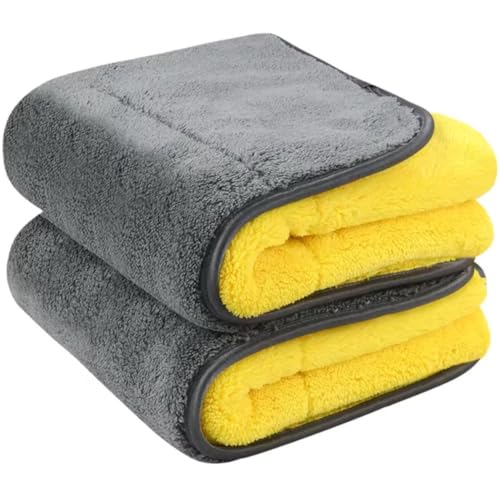 DETACHI Dual Sided Microfiber Cloth for Car/Bike (2pc - 40x40 cm, 1000 GSM),Thick Lint & Streak-Free Multipurpose Cloths | Absorbent Extra Thick Plush Towel for Cleaning, Washing & Drying-Dual Colour - Image 1