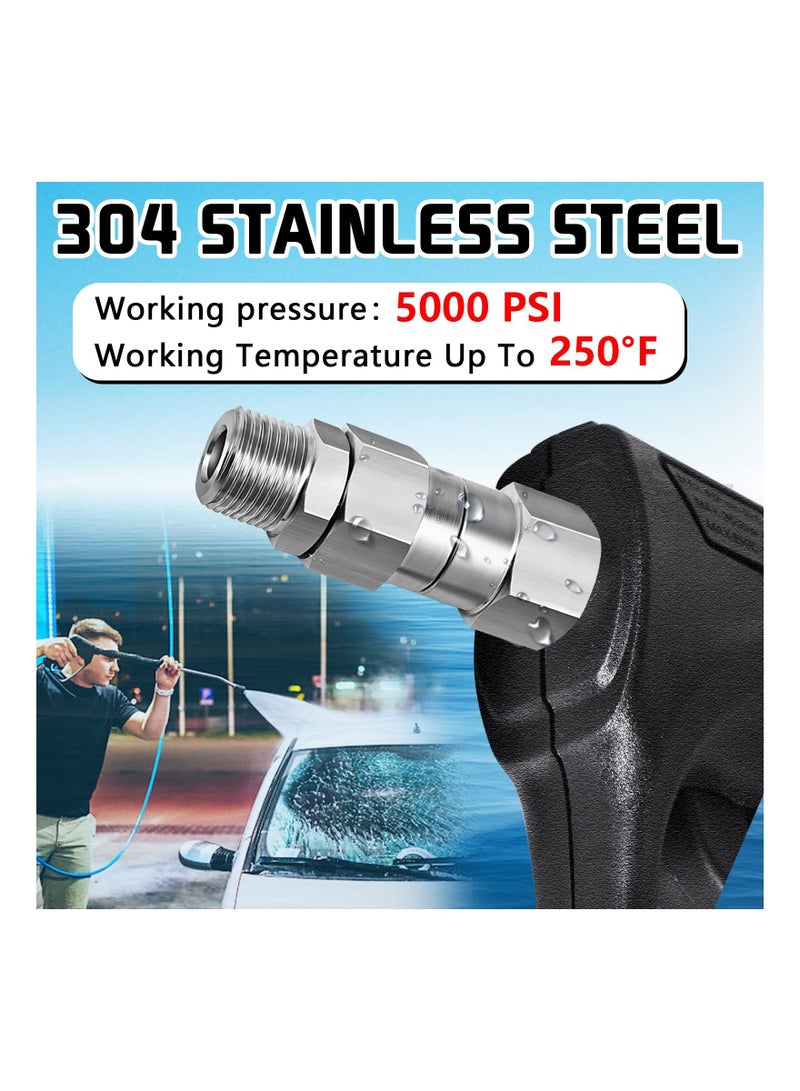 3/8 NPT Pressure Washer Swivel Fitting, Anti Twist 3/8 Male to Female Stainless Steel Connector Joint, 360 Degree Kink Free Swivel Fitting For Pressure Washer Gun, Hose(Male to Female 2Pcs) - Image 2