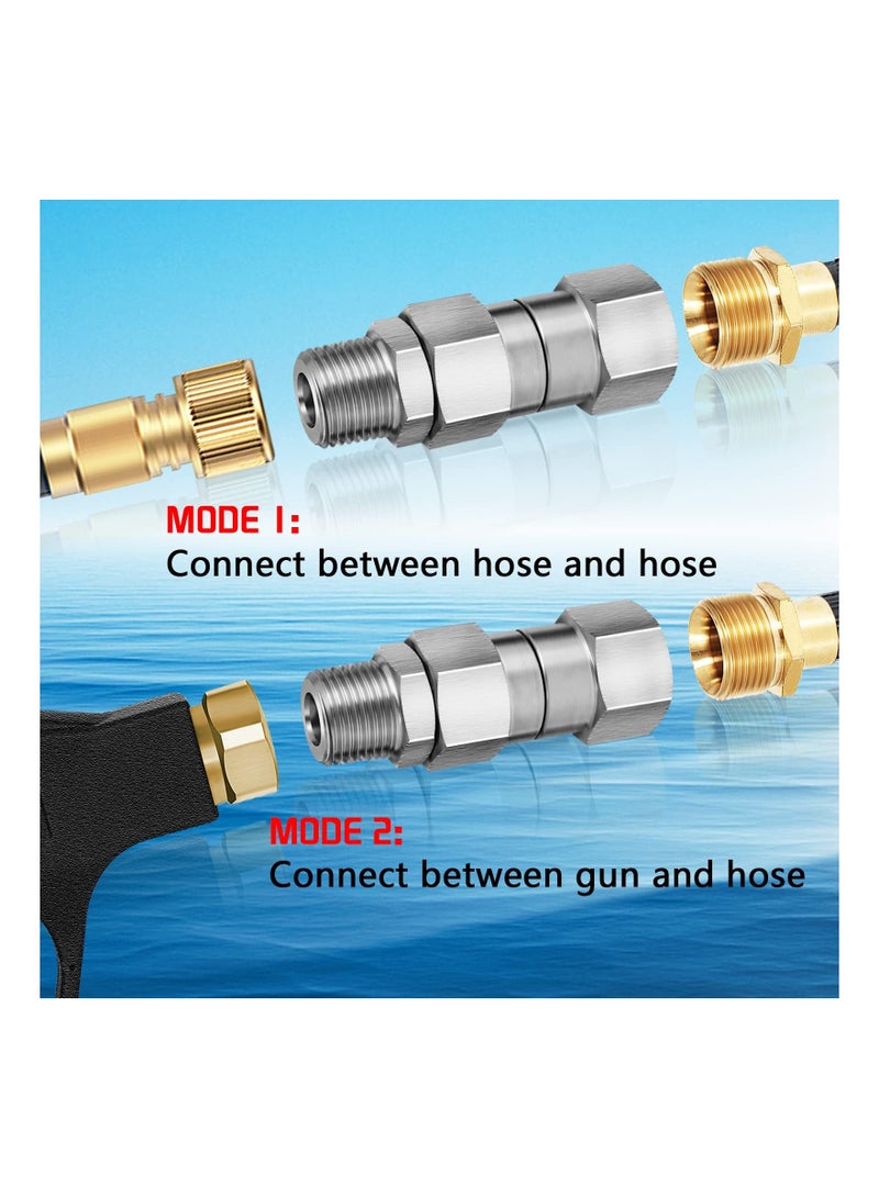 3/8 NPT Pressure Washer Swivel Fitting, Anti Twist 3/8 Male to Female Stainless Steel Connector Joint, 360 Degree Kink Free Swivel Fitting For Pressure Washer Gun, Hose(Male to Female 2Pcs) - Image 5