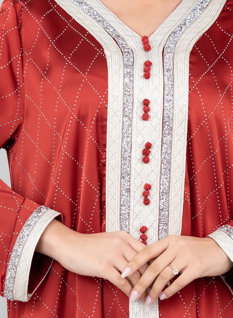 IKKXA Mystic Crystal Jalabiya IK2015 Red