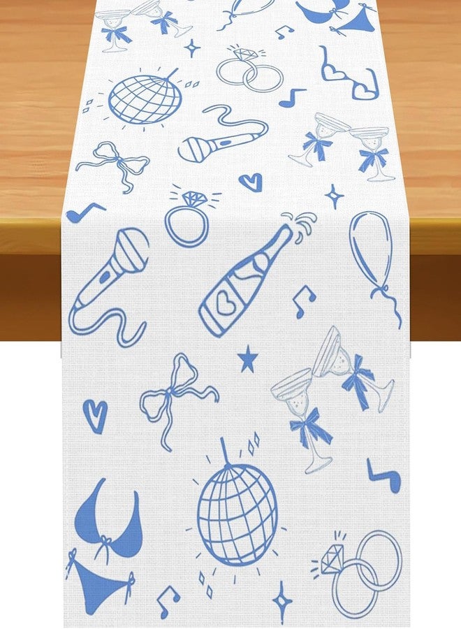 Pudodo Mamma Mia Table Runner Italian Themed Bachelorette Party Last Disco Wedding Bridal Shower Kitchen Dining Room Home Decoration (13" x 108") - Image 1