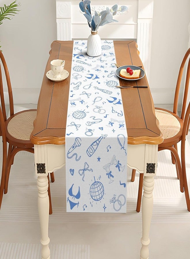 Pudodo Mamma Mia Table Runner Italian Themed Bachelorette Party Last Disco Wedding Bridal Shower Kitchen Dining Room Home Decoration (13" x 108") - Image 4