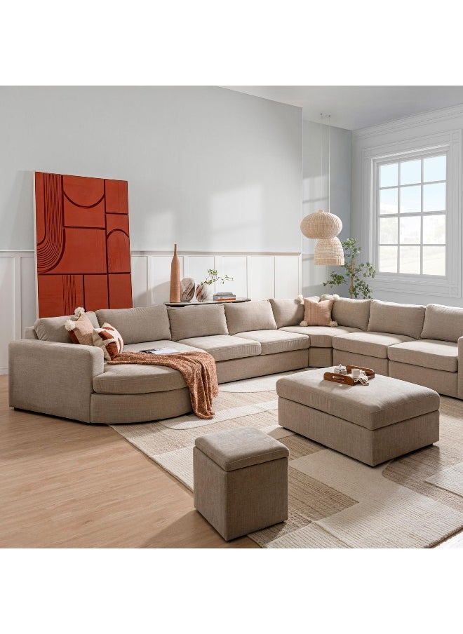 Pan Home Reem Armless Modular 2 Seater Sofa-Beige  - Image 2