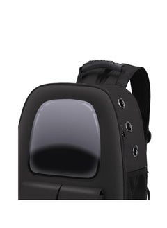 HAPPY PUSS Pet carrier backpack- breathable travel bag with adjustable shoulder straps, sturdy handles, side storage pockets and a padded back panel for small pets, cat and dog carrier. Black color  - Image 3