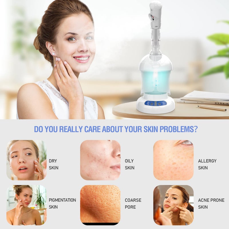 كينج ستيم Kingsteam Facial Steamer - Azone Steamer مع ذراع قابلة للتمديد - باخرة الوجه النانو الاحترافية للتنظيف العميق - محمول لاستخدام الرعاية الشخصية في المنزل أو الصالون - Image 2