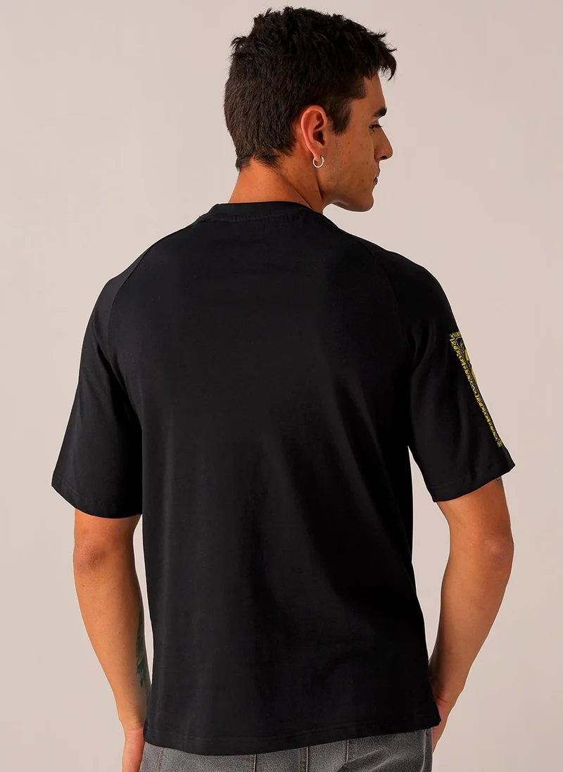 The Indian Garage Co Men Boxy Oversized Placement Print Round Neck Tshirt