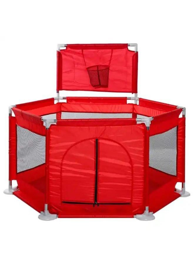 Baby Playpen with basket for Babies and Toddlers Baby Fence Baby Play Yards for Indoor & Outdoor (Red) CODE/129 