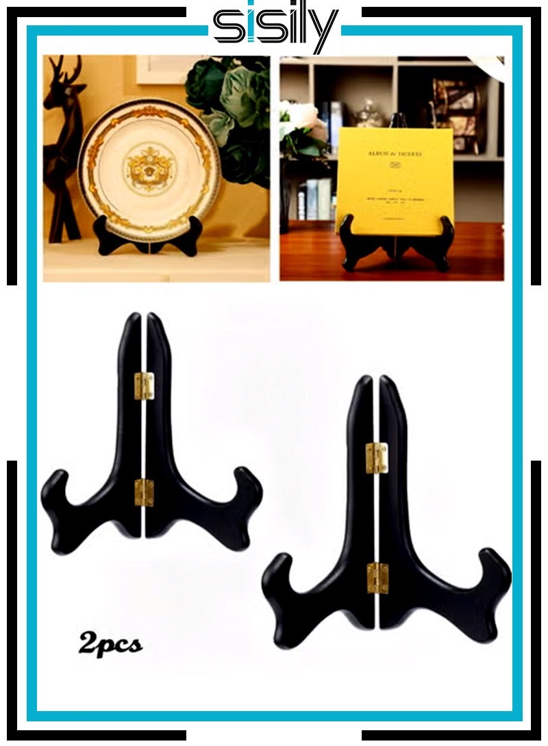 Sisily 2 Packs Wooden Display Stand Plate Stands for Display Decorative Picture Frame Stand Holder Easels (3 Inch) - Image 1