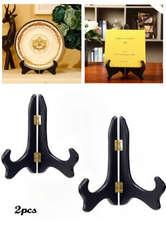 Generic 2 Packs Wooden Display Stand Plate Stands for Display Decorative Picture Frame Stand Holder Easels (3 Inch)  - Image 1