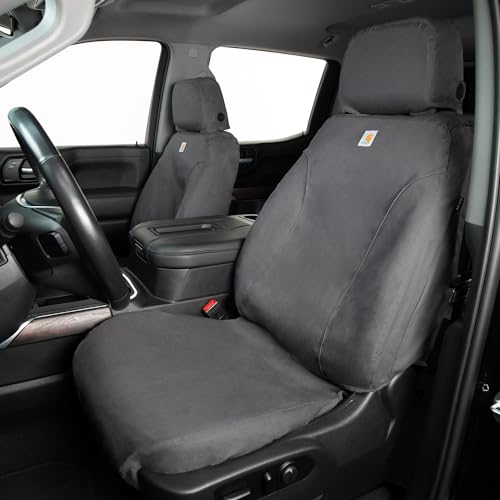 Covercraft Carhartt SeatSaver Custom Seat Covers for 20172019 SilveradoSierra 1500 2019 LD Old Body Style Only 20172019 250035001st Row Bucket Seats Duck Weave Gravel - Image 3