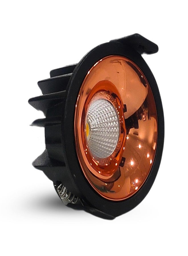 D'Mak مصباح كشاف LED COB أسود اللون من D'Mak بقوة 7 واط مع عاكس ذهبي وردي (أبيض دافئ، 1) - Image 1