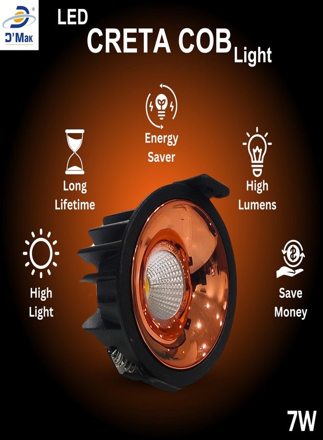 D'Mak مصباح كشاف LED COB أسود اللون من D'Mak بقوة 7 واط مع عاكس ذهبي وردي (أبيض دافئ، 1) - Image 2