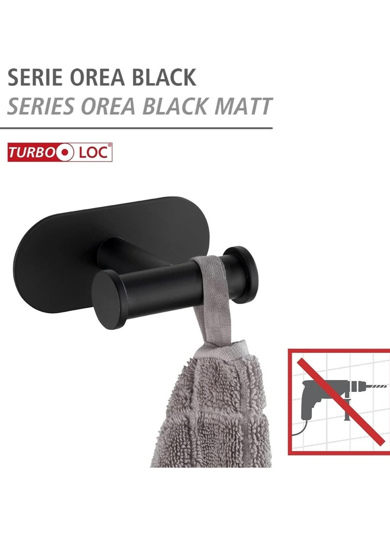 WENKO Turbo-Loc Duo Orea Black Matt Wall Hook, No Drilling Required, Double Hook for Handy Storage of Towels, Stainless Steel, Matte Black - pzsku/Z98F27682604B39BCC951Z/45/_/1702708296/de8980b6-470b-4f1e-922e-9b09cdbb94e1