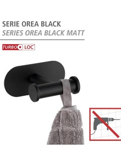 Wenko WENKO Turbo-Loc Duo Orea Black Matt Wall Hook, No Drilling Required, Double Hook for Handy Storage of Towels, Stainless Steel, Matte Black  - Image 3