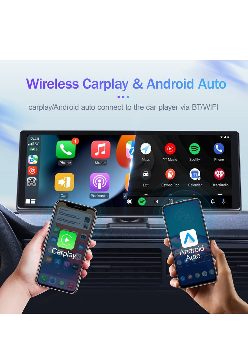 KASTWAVE 9.26" Wireless Car Stereo with Apple CarPlay, Dash Cam, and 1080P Backup Camera. Portable Touchscreen GPS Navigation for Car, Bluetooth, AirPlay, AUX/FM, Google, Siri. Car Stereo Receiver - Image 2