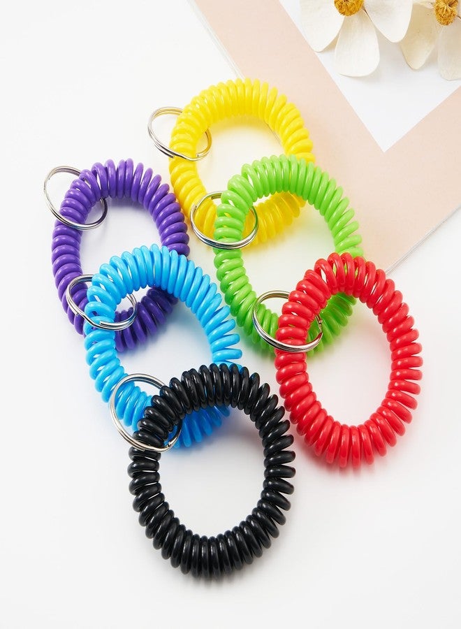 QIUTIMIY 6PCS Spiral Keychain, Stretchy Wrist Coil Bracelet Key Chain Colorful Waterproof Wristlet Key Holder for Sauna, Pool, Gym, Sports(S Colorful-SFR) - Image 4