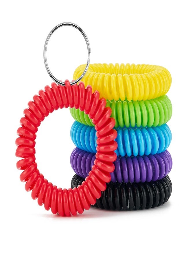 QIUTIMIY 6PCS Spiral Keychain, Stretchy Wrist Coil Bracelet Key Chain Colorful Waterproof Wristlet Key Holder for Sauna, Pool, Gym, Sports(S Colorful-SFR) - Image 1