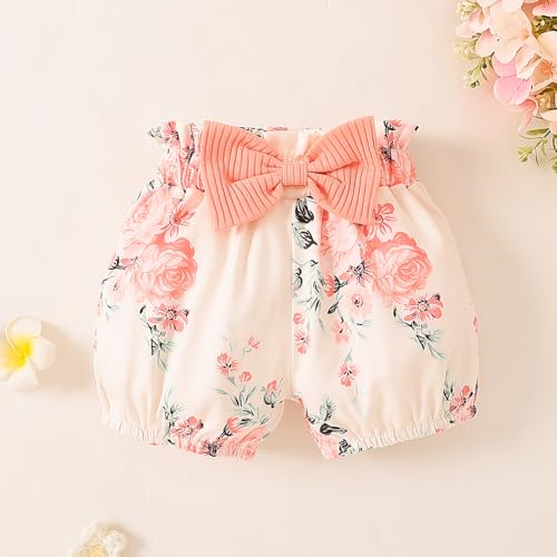 Yvowming Newborn Infant Baby Girl Clothes Outfits Rib Romper Floral Pants with Headband Winter Clothing Set (Peach, Newborn) - Image 5