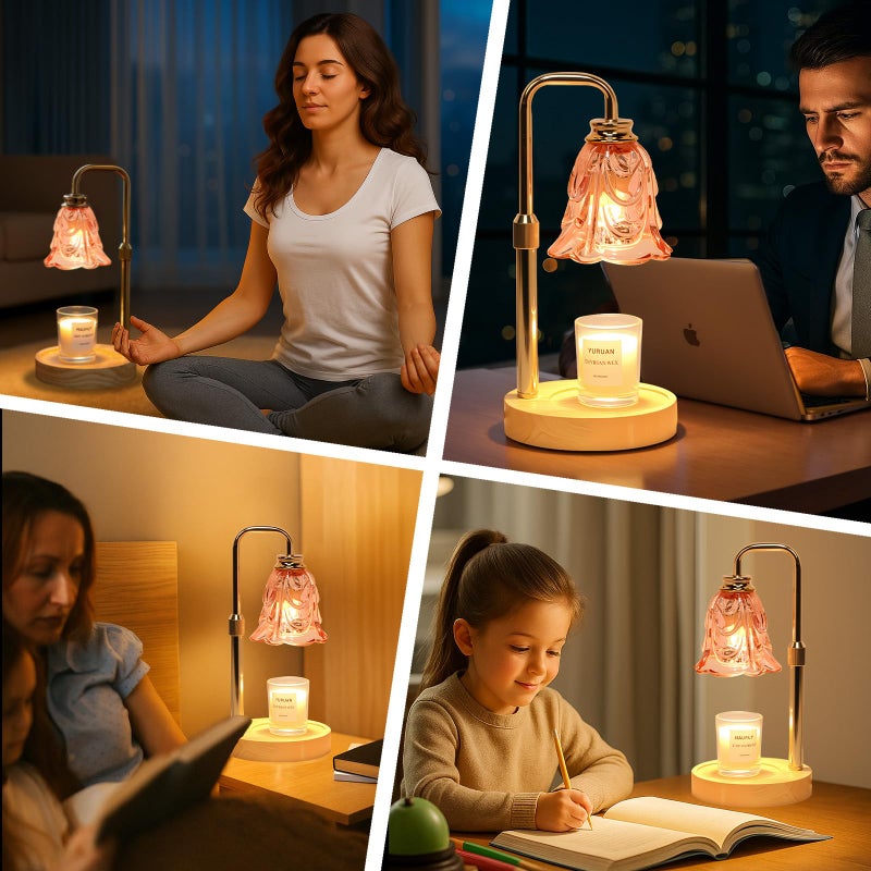 Droyek Candle Warmer Lamp with Timer Electric Adjustable Height Candle Warmer Dimmable Wax Warmer Lamp Jar Candles with 2 Bulbs for Home Decor & Office - Image 5