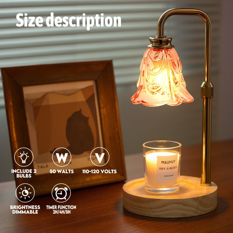 Droyek Candle Warmer Lamp with Timer Electric Adjustable Height Candle Warmer Dimmable Wax Warmer Lamp Jar Candles with 2 Bulbs for Home Decor & Office - Image 3