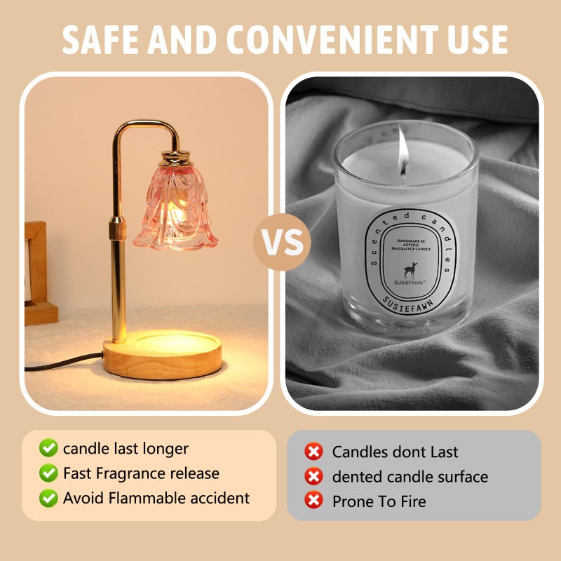 Droyek Candle Warmer Lamp with Timer Electric Adjustable Height Candle Warmer Dimmable Wax Warmer Lamp Jar Candles with 2 Bulbs for Home Decor & Office - Image 4
