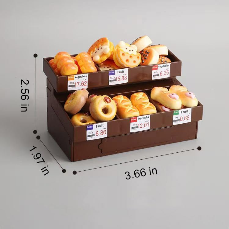 Boodecal 62Pcs Miniature Bakery Mini Bread Food Stand Display Cabinet Bread Rack Play Mini Kitchen Game Party Accessories Toys for Doll House - Image 2