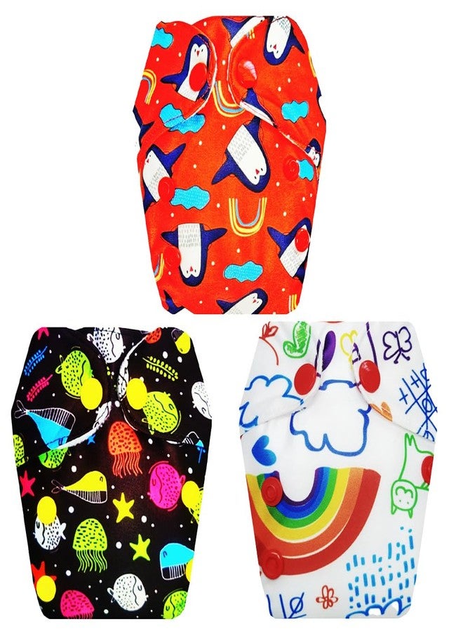 حفاضات قماشية فاخرة من دمبلدو للأطفال حديثي الولادة مع ماصة مدمجة (عبوة من 3 قطع) | شعور بالجفاف والراحة | مانعة للتسرب | مناسبة للسفر | مثالية لفصل الصيف الهندي | من 0 إلى 4 أشهر | للجنسين - Image 1