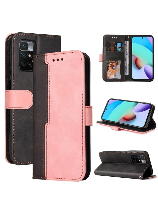Case For Xiaomi Redmi 10 Business Stitching-Color Horizontal Flip PU Leather Case with Holder & Card Slots & Photo Frame