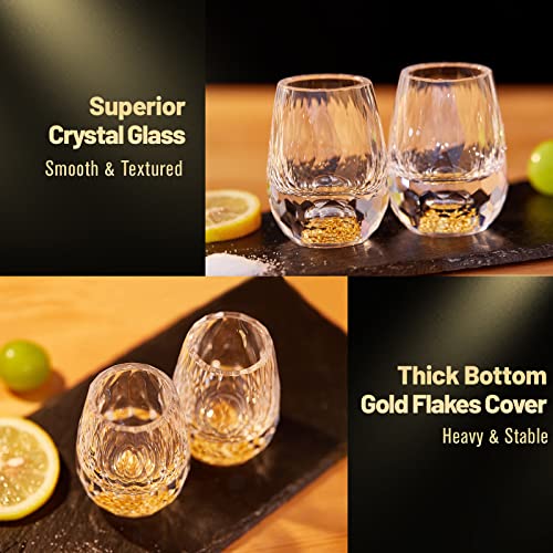 DUJUST Diamond Shot Glasses (1.5oz), Crystal Shot Glass Set Decorated with 24K Gold Leaf Flakes, Luxury & Cute Shot Cups, BPA-Free & Lead-Free, Perfect for Décor & Collection, Gift Choice - 6 pcs - Image 4