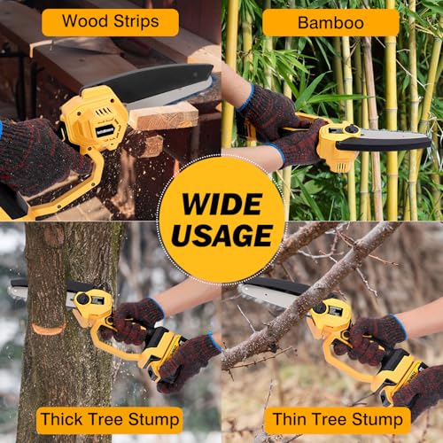 bellaDimora Cordless 6-Inch Mini Chainsaw for DeWalt 20V MAX Battery, Pure Copper Motor 17000 RPM, One-Handed, Cuts 6-Inch Branches, Dual Safety - Tree Trimming & Yard (No Battery) - Image 4