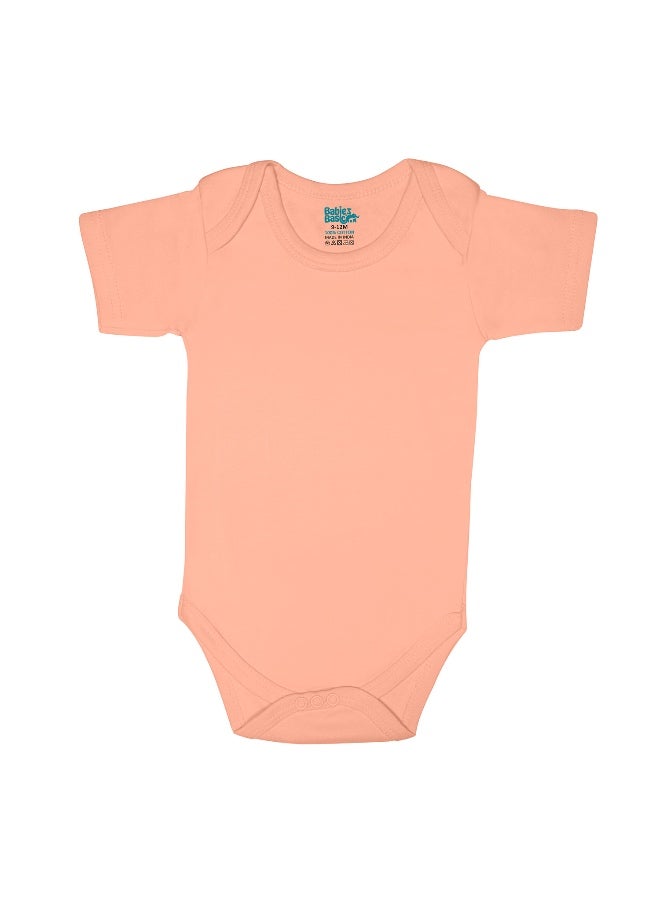 Babies Basic 100% Super Combed Cotton, Short Sleeves Romper/Bodysuit, For New Born To 24Months, Set Of 6 - Blue, Orange, Brown  - Image 4