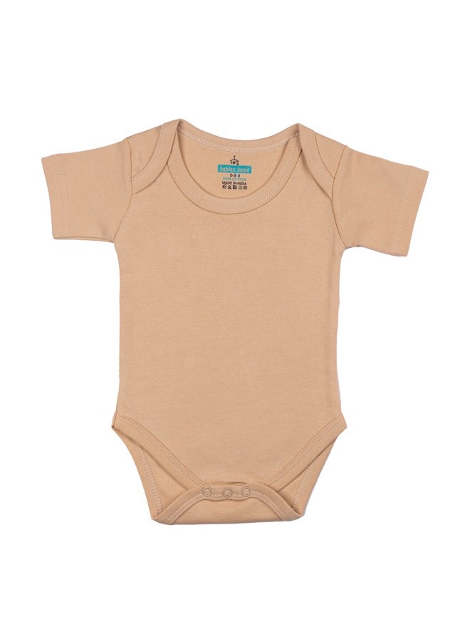 Babies Basic - 100% Super Combed Cotton, Short Sleeves Romper/Bodysuit, For New Born To 24Months, Set Of 6 - Blue, Orange, Brown - Image 1