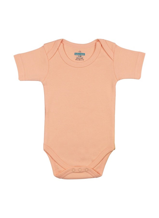 Babies Basic - 100% Super Combed Cotton, Short Sleeves Romper/Bodysuit, For New Born To 24Months, Set Of 6 - Blue, Orange, Brown - Image 1