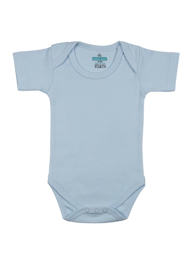 Babies Basic - 100% Super Combed Cotton, Short Sleeves Romper/Bodysuit, For New Born To 24Months, Set Of 6 - Blue, Orange, Brown - Image 1