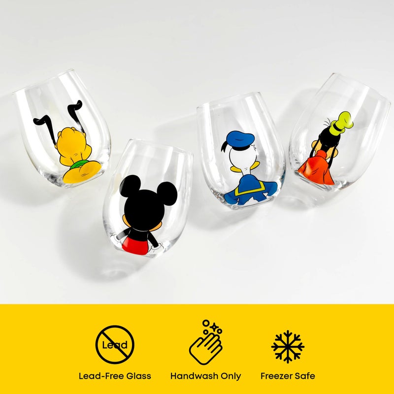 JoyJolt Disney Mickey Mouse Squad Collection Tumblers. 15oz Stemless Wine Glasses Set of 4 Stemless Drinking Glasses. Gifts Stuff, Wine Glass Mickey Mouse Cup Set - Image 4
