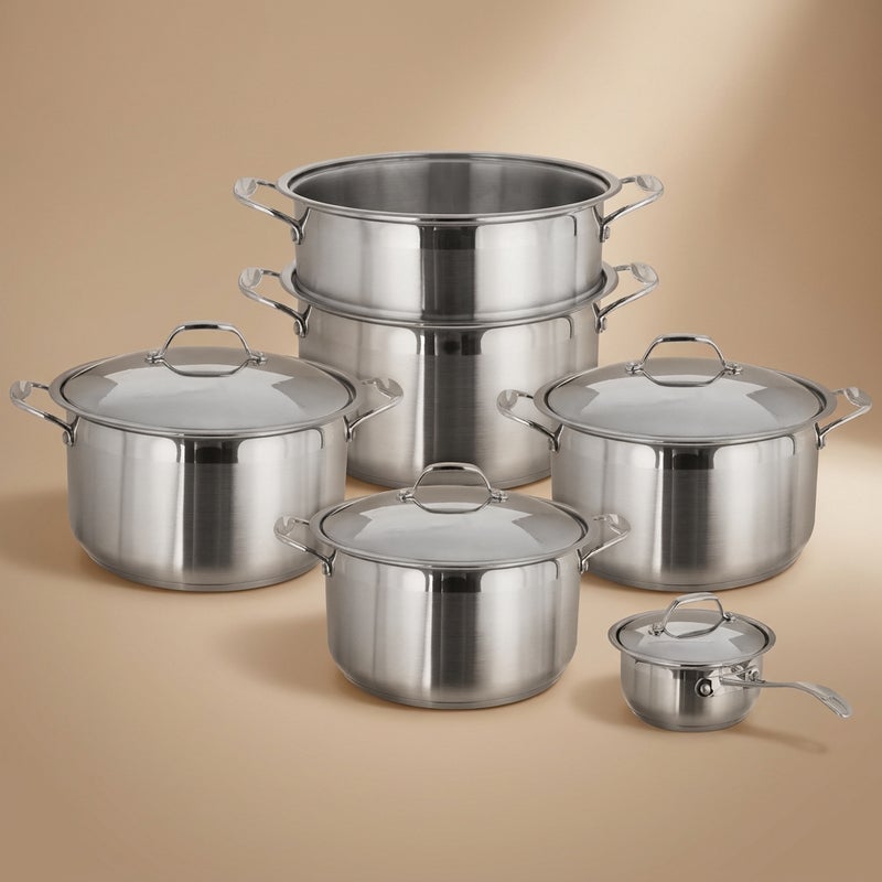 Rocky Steel Cookware Set, 11 Pieces - Silver - Image 1
