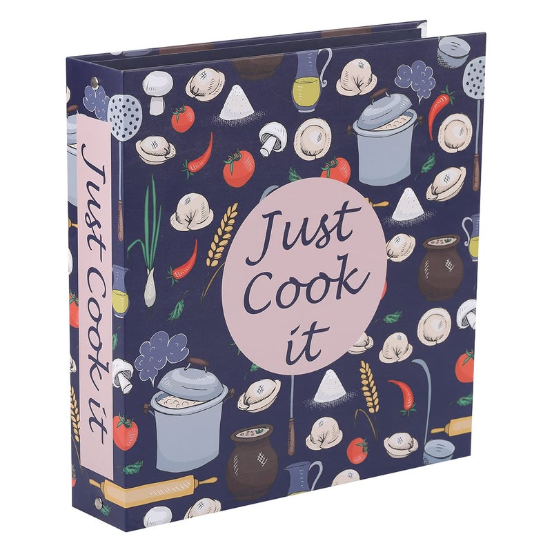 SOLIGT Recipe Binder Kit - 3 Ring Full Page Recipe Book Binder 8.5"x11" with 60 Page Protectors, 12 Dividers and Labels for Family Recipe Organizer, Grain Design - Image 1