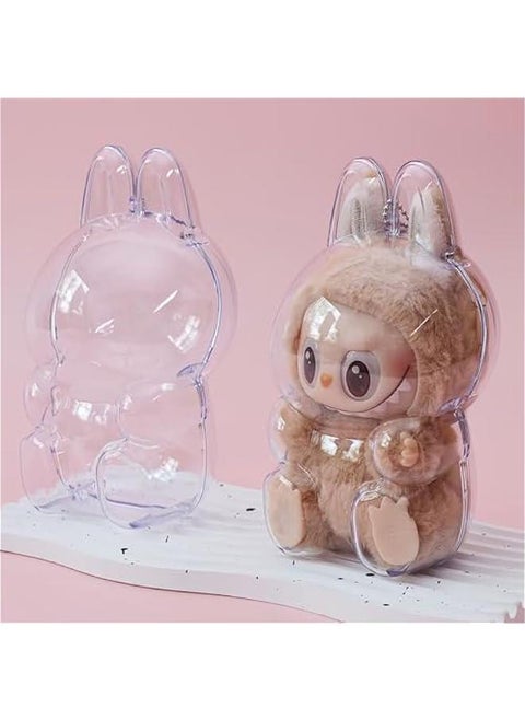 Clear Figure Display Bag with Keychain Portable Small Doll Storage Bag for Labubu Hanging Blind Box Organizer Dustproof Collectibles Display Case for Showing Off Blind