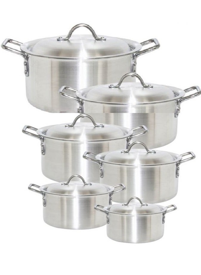 Elegant Home Aluminum Pots Set heavy Consisting of 6 Pots Jumbo With Two Handles, Size   20 / 22 / 24 / 26 / 28 /30cm  - Image 2