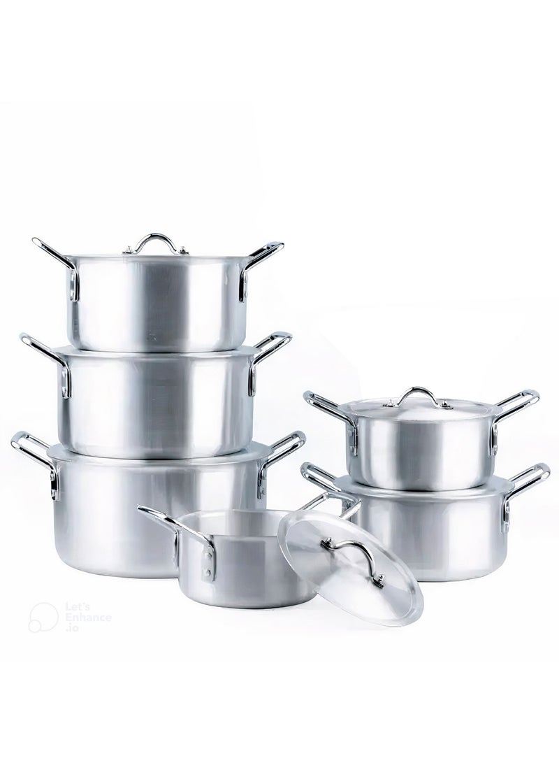 Elegant Home Aluminum Pots Set heavy Consisting of 6 Pots Jumbo With Two Handles, Size   20 / 22 / 24 / 26 / 28 /30cm  - Image 4