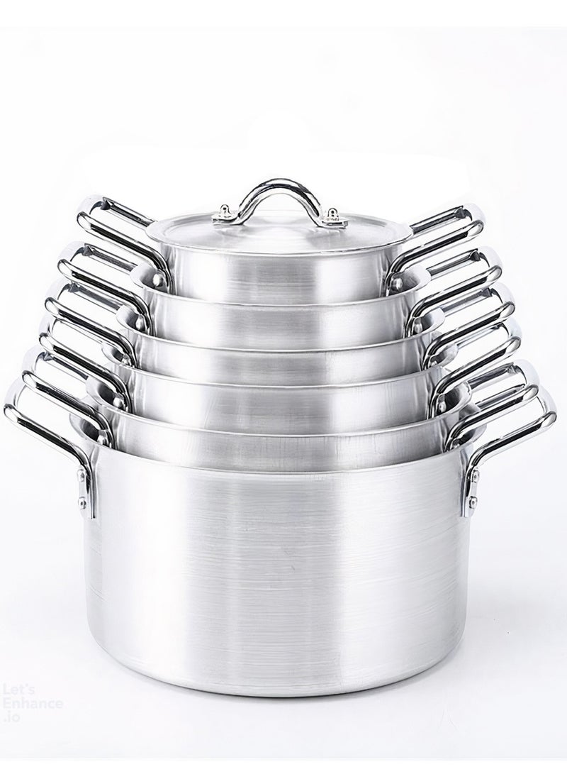 Elegant Home Aluminum Pots Set heavy Consisting of 6 Pots Jumbo With Two Handles, Size   20 / 22 / 24 / 26 / 28 /30cm  - Image 3