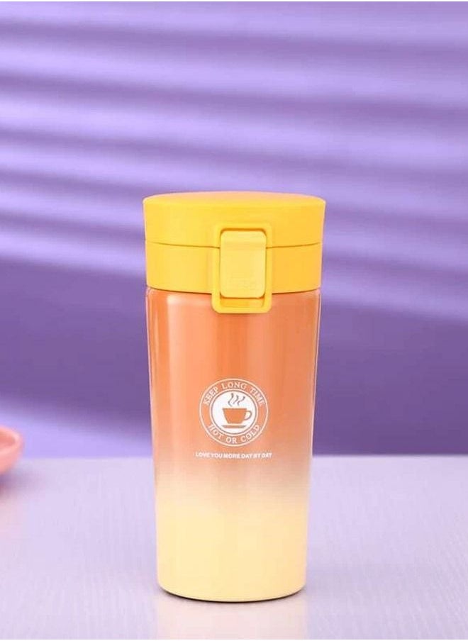 TOMOTREE - Tomo Tree Gradient Color Coffee Mug Travel Thermos Tea Cup Stainless Steel Vacuum Bottle Thermos Water Bottle Tea Thermos Cup Brown/Yellow 380ml 1pcs - Image 1