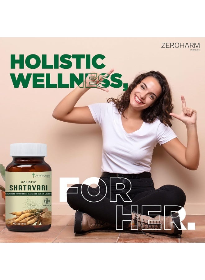 ZEROHARM Holistic Shatavari | Supports Lactation (Breast Milk), Hormonal Balance, Reproductive Health, Immunity & Stress Relief | Ayurvedic Wellness for Women | Nano Formulated 120 Veg Tablets - Image 3