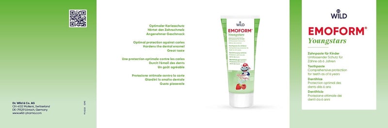 EMOFORM Youngstars Toothpaste 75ml â€“ Swiss-Made Kids Toothpaste (6â€“12 Years) â€“ Raspberry Flavour, NZX Formula with Sodium & Stannous Fluoride, Xylitol, Gentle Caries Prevention - Image 2