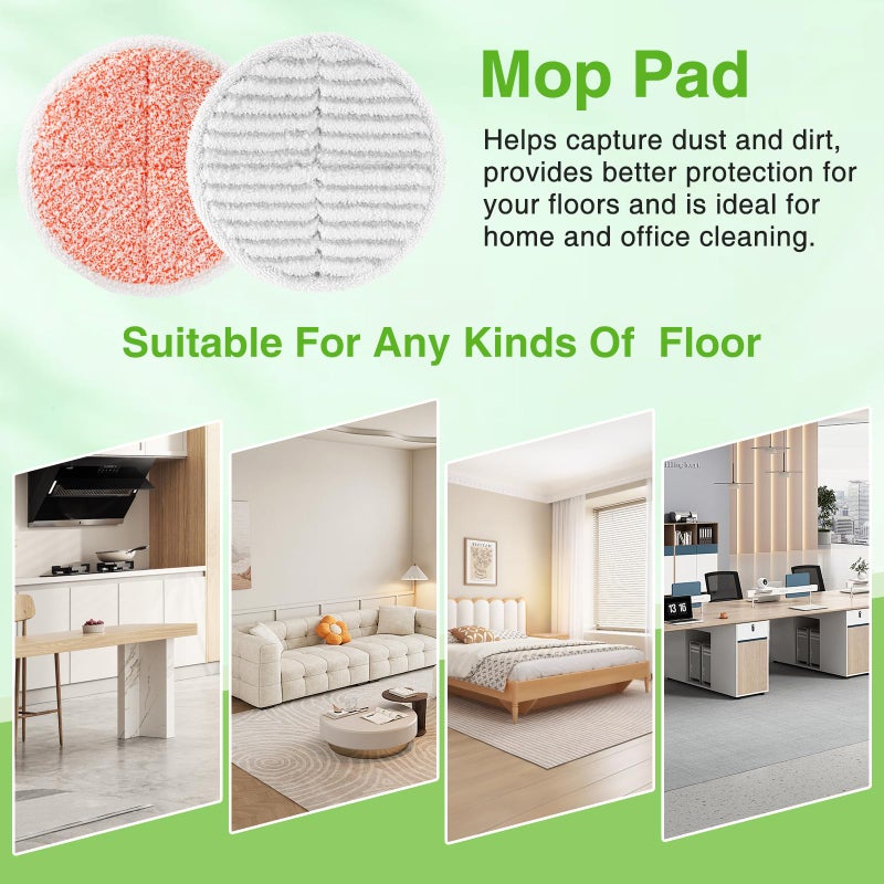 Zeekech 8 Pack Mop Pads Replacement Compatible with Bissell Spinwave 2124, 2039A, 2307, 23157, 23159, 20393, 20399 Hard Floor Spin Mop, 2 Soft Pads, 4 Scrubby Pads, 2 Heavy Scrub Pads - Image 5